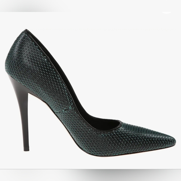 L.A.M.B., Bee Perforated Pump Heels, Black/Turquoise,  Size‎ 7.5 - Picture 3 of 16